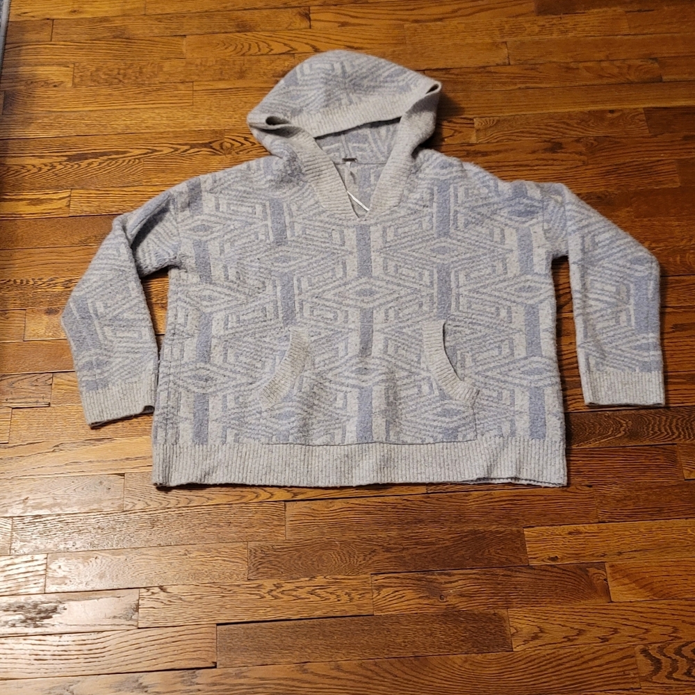 Free People wool blend hooded sweater blue color